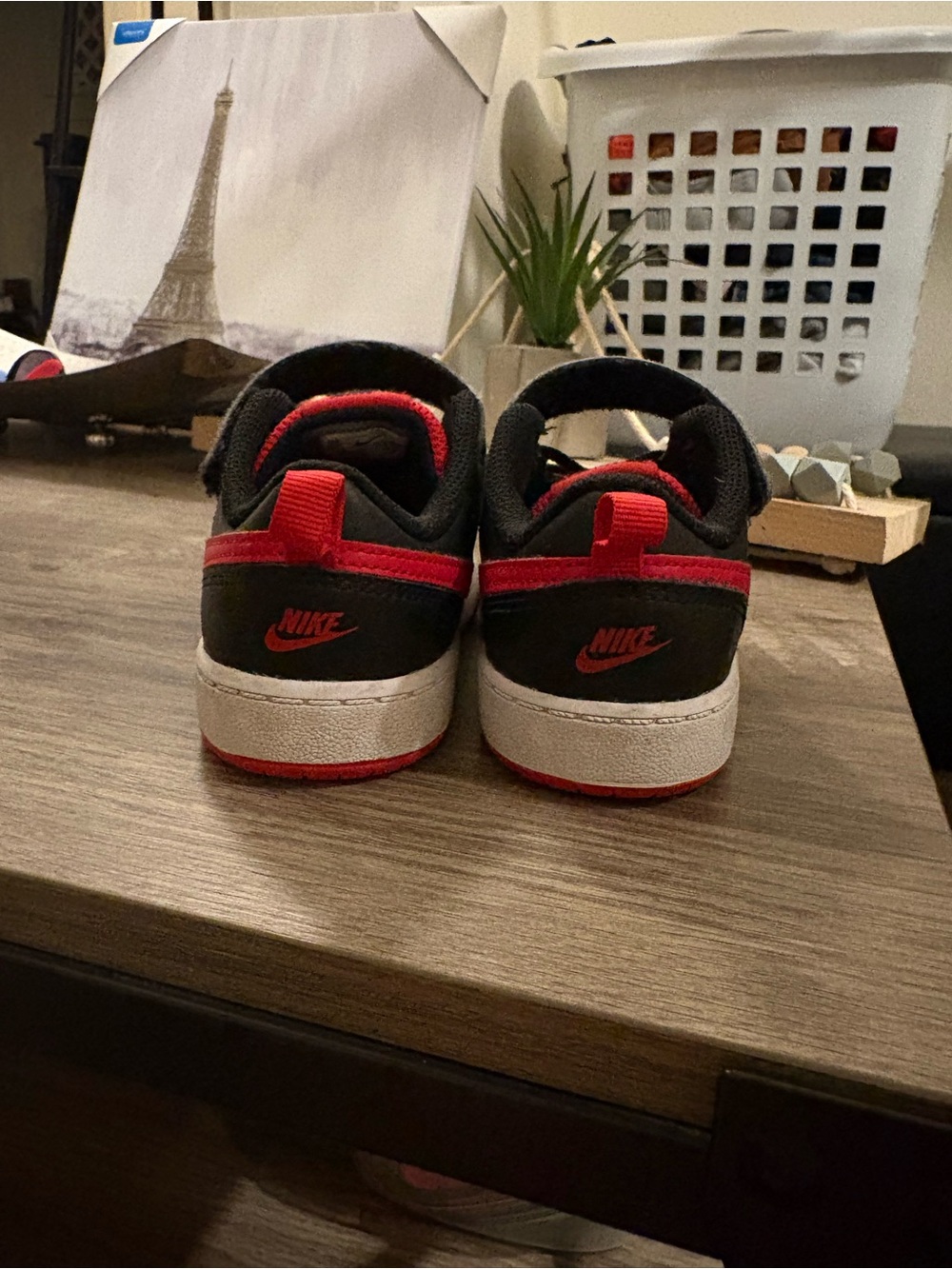 Nike Kids Low-Top Sneakers in Black and Red Accent